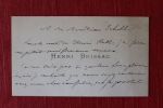 Carte autographe signée à Aurélien Scholl. Henri Brissac (1826-1906), journaliste, homme politique socialiste et pacifiste