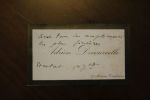 Carte autographe à Aurélien Scholl. Adrien Decourcelle (1821-1892), homme de lettres, dramaturge