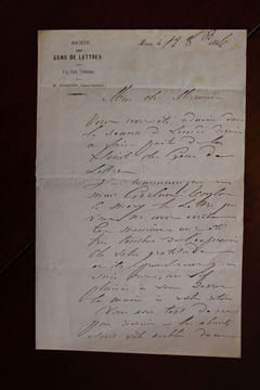 Lettre autographe signée à Aurélien Scholl. Louis-Stanislas Godefroy (XIXe), agent de la Société des gens de lettres. 