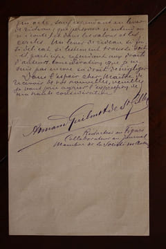 Lettre autographe signée à Aurélien Scholl. Armand Guilmot de Saint-Gilles, journaliste et surtout escroc.