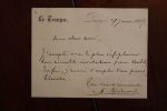 Lettre autographe signée à Aurélien Scholl. Adrien Hébrard (1833-1914), journaliste, homme politique. 
