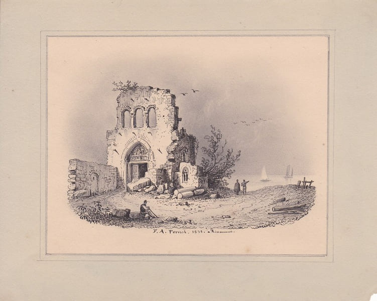 Dessin romantique &agrave; l'encre de chine.. Fran&ccedil;ois-Alexandre Pernot (1793-1865), 