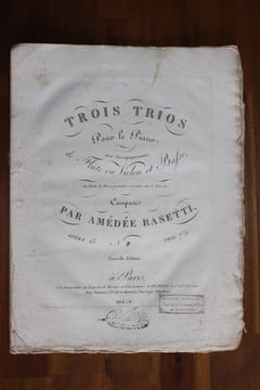 Partition gravée pour flûte ou violon - Trois trio pour le piano avec accompagnement de flûte ou violon et basse - opéra 13 n°3 (3e trio). Amédée ...