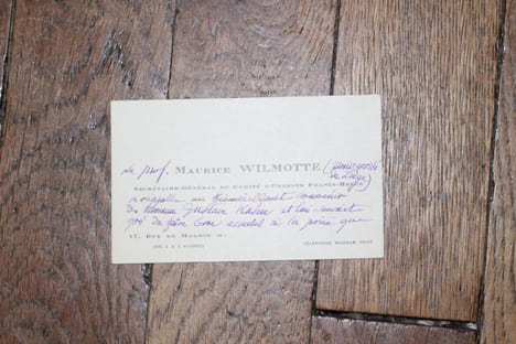 Carte autographe. Maurice Wilmotte (1861-1942) philologue belge.