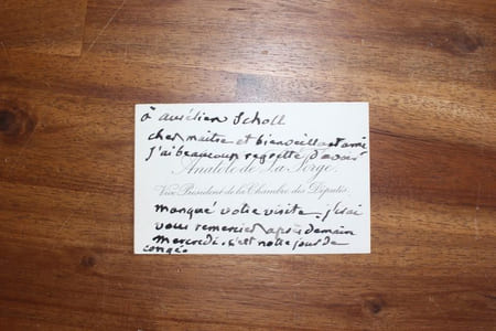 Carte autographe à Aurélien Scholl