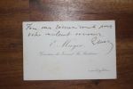Carte autographe signée à Aurélien Scholl. Eugène Mayer (1843-1909), financier, patron de presse, propriétaire de La Lanterne.