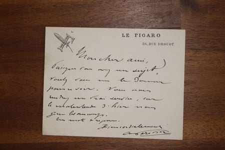 Lettre autographe signée à Aurélien Scholl