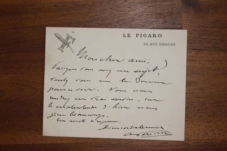 Lettre autographe signée à Aurélien Scholl. Antonin Périvier (1847-1924), journaliste, co-gérant du Figaro avec Magnard.