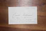 Carte autographe signée à Aurélien Scholl. Emile Villemot (1846-1883), journaliste au Gaulois et au Gil-Blas.