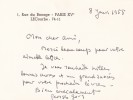 Lettre autographe signée. Georges Govy (1913-1975), écrivain, prix Renaudot 1955.