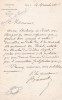Lettre autographe signée. Jean-Charles Bertrand Brécourt (1822-1896 ou 1897), artiste dramatique, caissier du Palais-Royal.