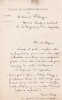 Lettre autographe signée. Edmond Gaudé dit Charly (1828-1885), acteur, directeur de théâtre, communard.