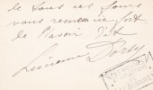 Lettre autographe signée. Lucienne Dorsy (1872-1922), actrice.