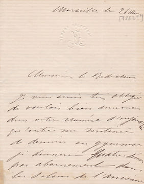 Lettre autographe signée. Amélie Ernst (né en 1836), poète, lectrice à la Sorbonne, actrice.