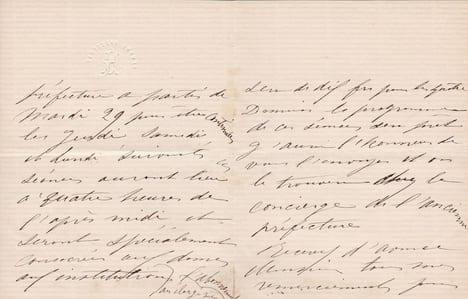 Lettre autographe signée. Amélie Ernst (né en 1836), poète, lectrice à la Sorbonne, actrice.
