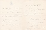 Lettre autographe sign&eacute;e. Marie Favart (1833-1908), actrice.