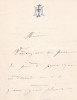 Lettre autographe sign&eacute;e. Marie Favart (1833-1908), actrice.