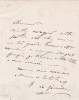 Lettre autographe signée . Elisabeth de Géraudon ou Gérandon (morte vers 1896), actrice active au moins de 1853 à 1891.