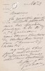Lettre autographe sign&eacute;e . Louis Gibeau (1826-1906), acteur actif de 1856 &agrave; 1887.