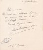 Lettre autographe signée . Gina Barbieri-Bour (1870-1932), actrice, épouse de l'acteur Armand Bour.