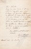 Lettre autographe signée . Jean-Eugène Hérold (mort en 1869), acteur, régisseur du théâtre du Gymnase.