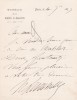 Lettre autographe signée . Henri-Julien Boulanger dit Larochelle (1827-1884), acteur, directeur de théâtre.