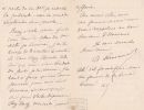 Lettre autographe signée . Alphonse Lemonnier (1842-1907), journaliste, écrivain.