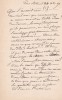 Lettre autographe signée . Jules Lesbros (1810?-1898), baryton, acteur.