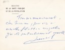 Lettre autographe signée. Emmanuel Bruny ( ?), ministre de la Santé publique et de la Population d'Haïti