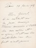 Lettre autographe signée. Edgard de Trentinian (1851-1942), militaire.