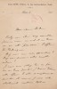 Lettre autographe signée. Théodore Cahu (1854-1928), écrivain, officier de cavalerie.