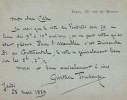 Lettre autographe signée. Gustave Toudouze (1877-1972), écrivain. 