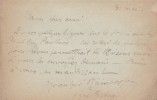 Lettre autographe signée à Achille Ségard. Yvanhoé Rambosson (1872-1943), poète.
