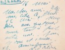 Lettre autographe signée à Achille Ségard. Jehanne d'Orliac (1883-1974), écrivain, poétesse.