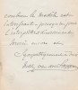 Lettre autographe signée à Achille Ségard. Nelly van der Stappen, probablement la femme du sculpteur Charles (1843-1910).
