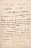 Lettre autographe signée à Achille Ségard. Pierre Valdagne (1854-1937), écrivain.