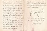 Lettre autographe signée à Achille Ségard. Louis de Saint-Jacques (ca.1900), écrivain, participe à la revue La Plume.