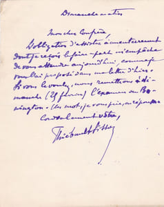 Lettre autographe signée à Achille Ségard