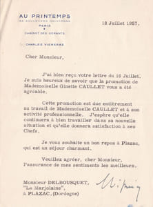 Lettre autographe signée