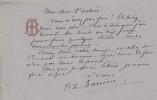 Lettre autographe signée. Théodore Barrière (1823-1877), écrivain, vaudevilliste.