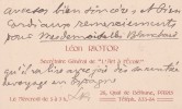 Carte autographe signée. Léon Riotor (1865-1946), homme de lettres, homme politique.