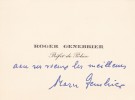Carte autographe signée. Roger Genebrier (1901-1988), préfet de police.