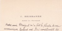 Carte autographe. Julien Brisbarre (né en 1819 ?), écrivain, agrégé de l'Université.