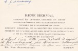 Carte autographe. René Herval (1890-1972), historien, écrivain normand.