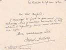 Lettre autographe signée. Joseph Bollery (1890-1967), homme de lettres, spécialiste de Léon Bloy.
