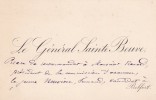 Carte autographe. Henry-Edmond Sainte-Beuve (1828-1920), général de brigade, gouverneur militaire de Reims.