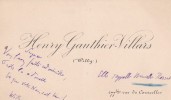 Carte autographe signée. Henry Gauthier-Villars dit Willy (1859-1931), écrivain.