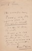 Lettre autographe signée. Léopold Lacour (1854-1939), dramaturge, normalien, critique féministe.