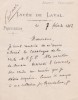 Lettre autographe signée au libraire Adolphe Durel (1847-1913). Léopold Follioley (1836-1902), bibliophile, ecclésiastique, écrivain.