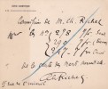 Lettre autographe signée au libraire Adolphe Durel (1847-1913). Charles Richet (1850-1935), bibliophile, physiologiste, prix Nobel 1913, président de ...